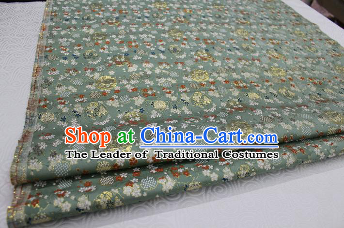 Chinese Traditional Royal Palace Kimono Green Brocade Cheongsam Fabric, Chinese Ancient Costume Satin Hanfu Tang Suit Material