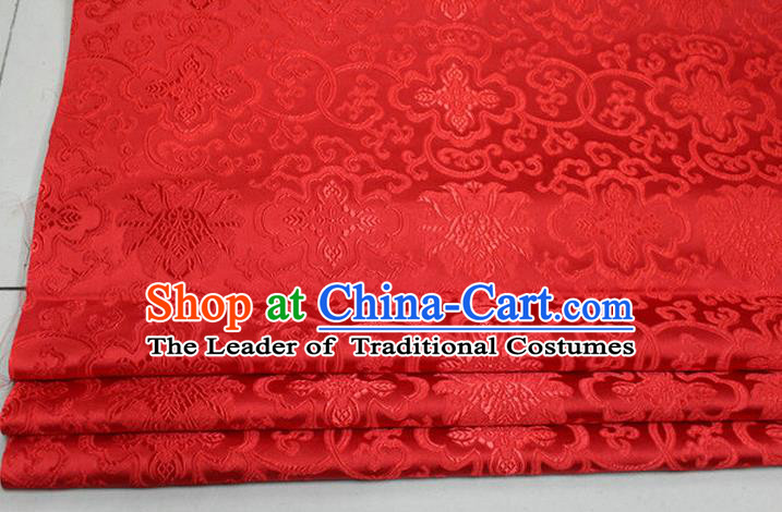 Chinese Traditional Royal Palace Rich Flowers Pattern Red Brocade Cheongsam Fabric, Chinese Ancient Costume Satin Hanfu Tang Suit Material