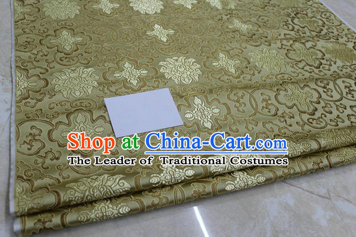 Chinese Traditional Royal Palace Rich Flowers Pattern Mud Golden Brocade Cheongsam Fabric, Chinese Ancient Costume Satin Hanfu Tang Suit Material