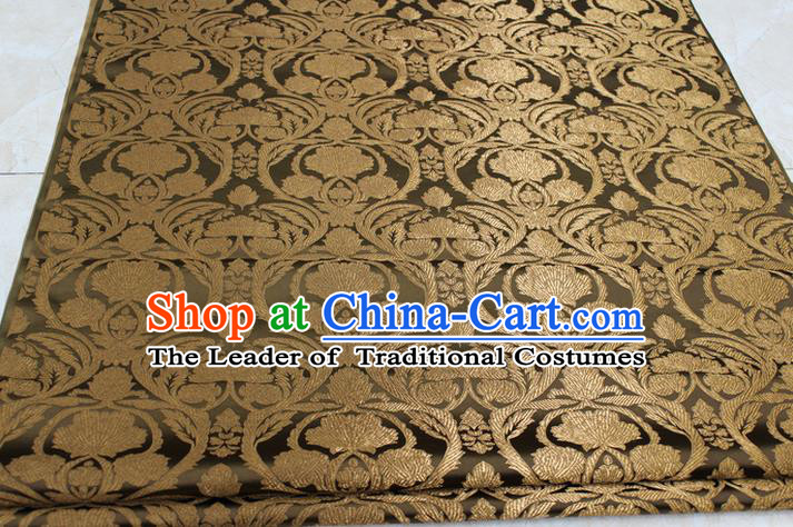 Chinese Traditional Royal Palace Pattern Bronze Brocade Mongolian Robe Tibetan Robe Fabric, Chinese Ancient Costume Satin Hanfu Tang Suit Material