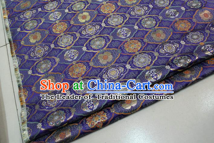 Chinese Traditional Royal Palace Pattern Purple Brocade Mongolian Robe Tibetan Robe Fabric, Chinese Ancient Costume Satin Hanfu Kimono Material