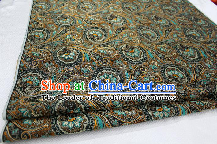 Chinese Traditional Ancient Costume Palace Pteris Pattern Mongolian Robe Black Brocade Tang Suit Fabric Hanfu Material