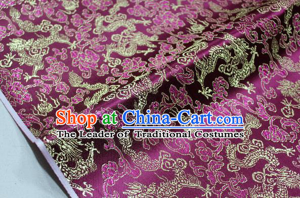 Chinese Traditional Ancient Costume Palace Dragons Pattern Mongolian Robe Purple Brocade Tang Suit Fabric Hanfu Material