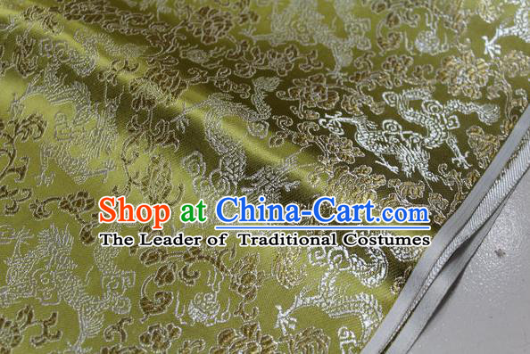 Chinese Traditional Ancient Costume Palace Dragons Pattern Mongolian Robe Green Brocade Tang Suit Fabric Hanfu Material