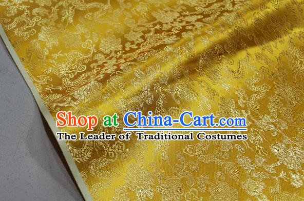 Chinese Traditional Ancient Costume Palace Dragons Pattern Mongolian Robe Golden Brocade Tang Suit Fabric Hanfu Material