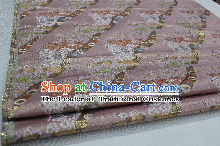 Chinese Traditional Ancient Costume Palace Kimono Pattern Mongolian Robe Pink Brocade Tang Suit Fabric Hanfu Material