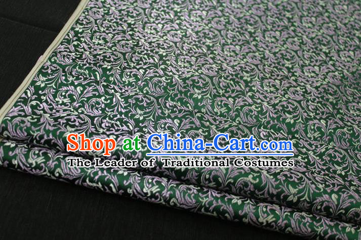 Chinese Traditional Palace Pattern Tang Suit Cheongsam Green Brocade Fabric, Chinese Ancient Costume Hanfu Satin Material