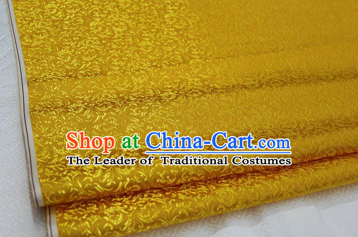 Chinese Traditional Palace Pattern Tang Suit Cheongsam Golden Brocade Fabric, Chinese Ancient Costume Hanfu Satin Material