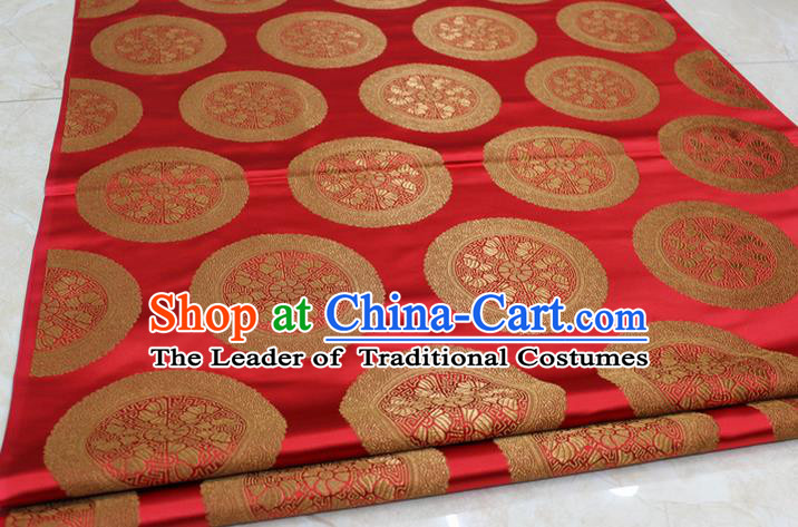 Chinese Traditional Ancient Costume Palace Pattern Mongolian Robe Red Brocade Tang Suit Fabric Hanfu Material