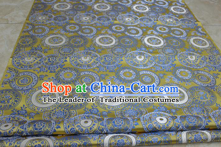 Chinese Traditional Ancient Costume Palace Peony Pattern Mongolian Robe Green Brocade Tang Suit Fabric Hanfu Material