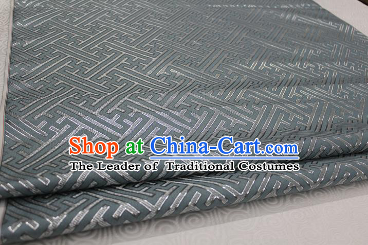 Chinese Traditional Ancient Costume Palace Pattern Grey Brocade Cheongsam Satin Mongolian Robe Fabric Hanfu Material