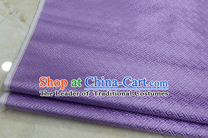 Chinese Traditional Ancient Costume Palace Back Pattern Lilac Brocade Cheongsam Satin Mongolian Robe Fabric Hanfu Material