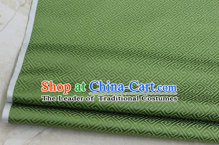 Chinese Traditional Ancient Costume Palace Back Pattern Green Brocade Cheongsam Satin Mongolian Robe Fabric Hanfu Material