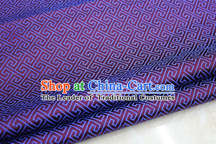 Chinese Traditional Ancient Costume Palace Back Pattern Purple Brocade Cheongsam Satin Mongolian Robe Fabric Hanfu Material