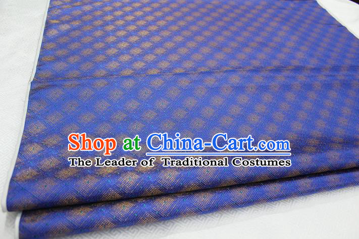 Chinese Traditional Ancient Costume Palace Pattern Blue Brocade Cheongsam Satin Mongolian Robe Fabric Hanfu Material