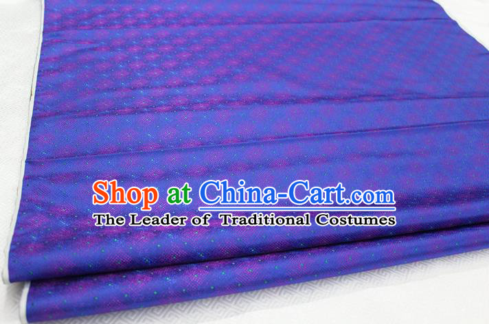 Chinese Traditional Ancient Costume Palace Pattern Deep Blue Brocade Cheongsam Satin Mongolian Robe Fabric Hanfu Material