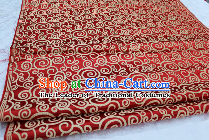 Chinese Traditional Ancient Costume Palace Clouds Pattern Purplish Red Brocade Cheongsam Satin Mongolian Robe Fabric Hanfu Material
