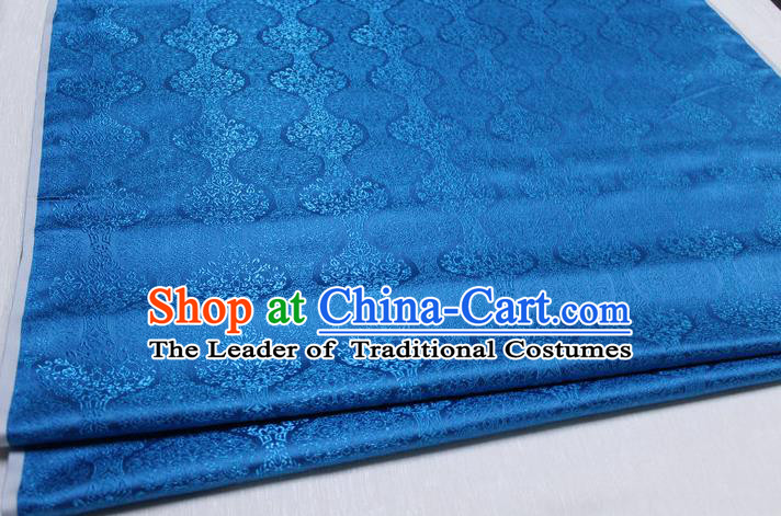 Chinese Traditional Ancient Costume Palace Pattern Cheongsam Mongolian Robe Blue Brocade Tang Suit Fabric Hanfu Material