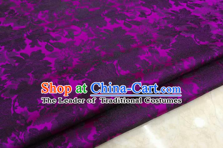 Chinese Traditional Ancient Costume Palace Flower Pattern Xiuhe Suit Purple Brocade Cheongsam Satin Mongolian Robe Fabric Hanfu Material