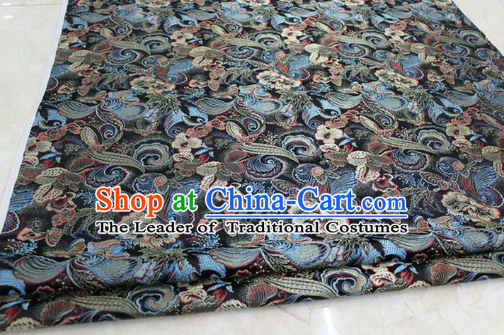 Chinese Traditional Ancient Costume Palace Pattern Cheongsam Navy Brocade Tang Suit Satin Fabric Hanfu Material