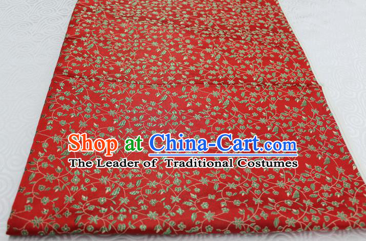 Chinese Traditional Ancient Costume Palace Flowers Pattern Cheongsam Red Brocade Tang Suit Satin Fabric Hanfu Material