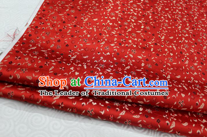 Chinese Traditional Ancient Costume Palace Flowers Pattern Cheongsam Red Brocade Tang Suit Satin Fabric Hanfu Material