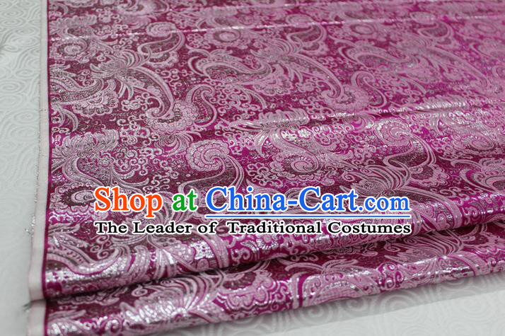 Chinese Traditional Ancient Costume Palace Pattern Tang Suit Cheongsam Purple Brocade Mongolian Robe Satin Fabric Hanfu Material