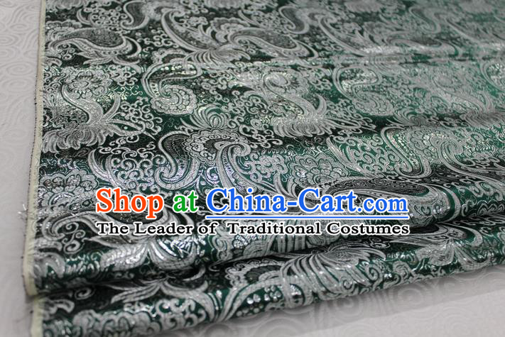 Chinese Traditional Ancient Costume Palace Pattern Tang Suit Cheongsam Green Brocade Mongolian Robe Satin Fabric Hanfu Material