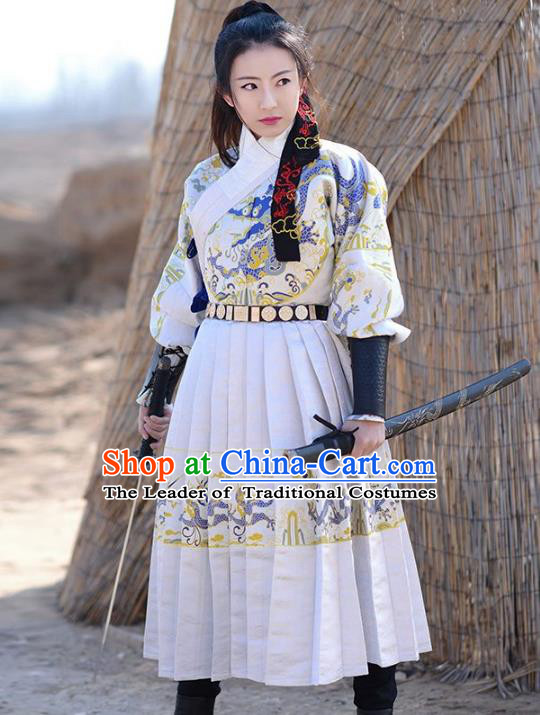 Traditional Chinese Ming Dynasty Swordswoman Fly Fish Clothing Ancient Imperial Guard Hanfu Embroidered Costume for Women