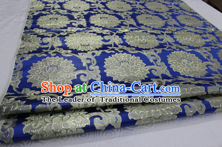 Chinese Traditional Ancient Costume Palace Pattern Xiuhe Suit Royalblue Brocade Cheongsam Satin Mongolian Robe Fabric Hanfu Material