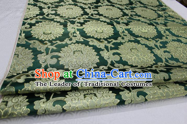 Chinese Traditional Ancient Costume Palace Pattern Xiuhe Suit Green Brocade Cheongsam Satin Mongolian Robe Fabric Hanfu Material