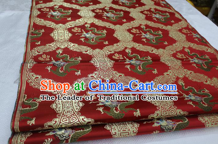 Chinese Traditional Ancient Costume Palace Dragon Pattern Cheongsam Purplish Red Nanjing Brocade Xiuhe Suit Satin Fabric Hanfu Material