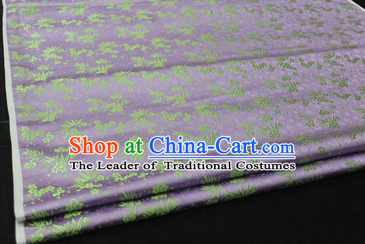 Chinese Traditional Ancient Costume Palace Bamboo Pattern Cheongsam Lilac Brocade Xiuhe Suit Satin Fabric Hanfu Material