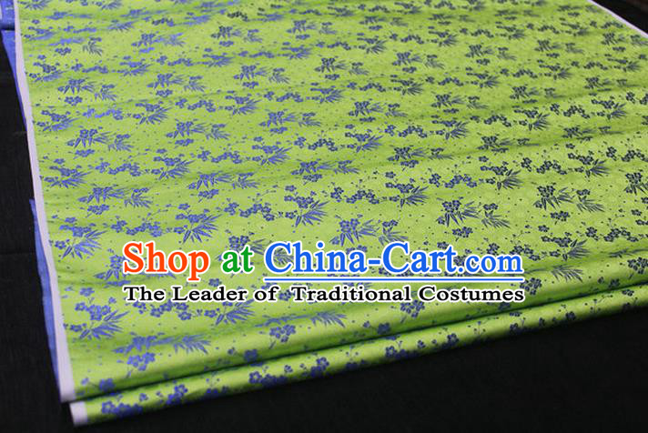 Chinese Traditional Ancient Costume Palace Bamboo Pattern Cheongsam Green Brocade Xiuhe Suit Satin Fabric Hanfu Material