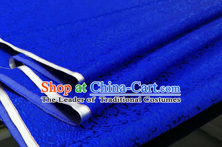 Chinese Traditional Ancient Costume Palace Pattern Cheongsam Royalblue Brocade Tang Suit Satin Mongolian Robe Fabric Hanfu Material