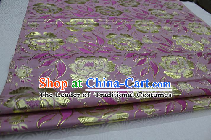 Chinese Traditional Ancient Costume Palace Peony Pattern Kimono Cheongsam Purple Brocade Tang Suit Satin Fabric Hanfu Material