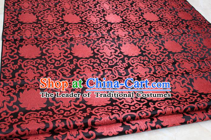 Chinese Traditional Ancient Costume Palace Pattern Mongolian Robe Black Brocade Tang Suit Satin Cheongsam Fabric Hanfu Material