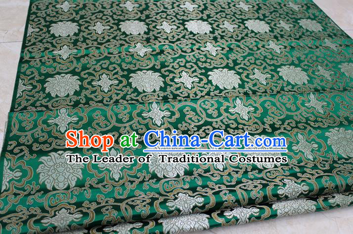 Chinese Traditional Ancient Costume Palace Pattern Mongolian Robe Green Brocade Tang Suit Satin Cheongsam Fabric Hanfu Material