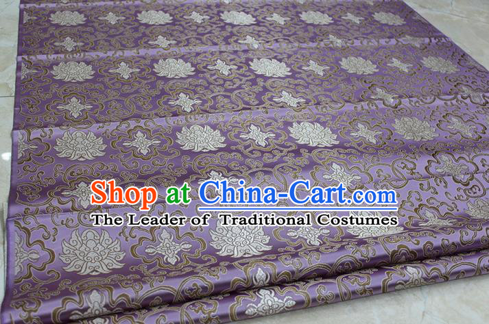 Chinese Traditional Ancient Costume Palace Pattern Mongolian Robe Lilac Brocade Tang Suit Satin Cheongsam Fabric Hanfu Material