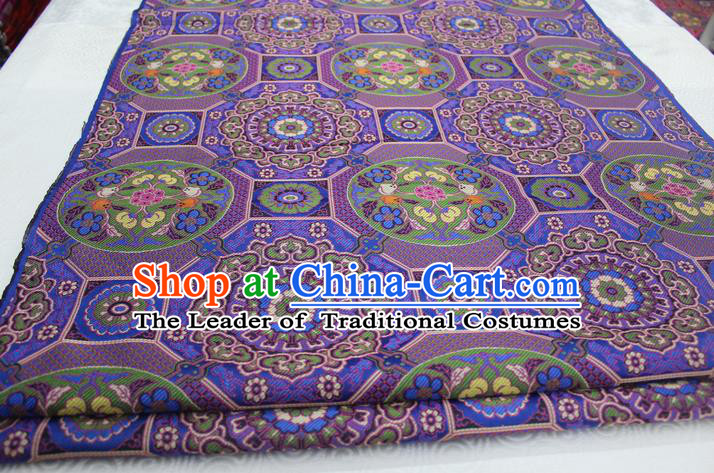 Chinese Traditional Ancient Costume Royal Palace Pattern Mongolian Robe Tang Suit Purple Brocade Satin Fabric Hanfu Material