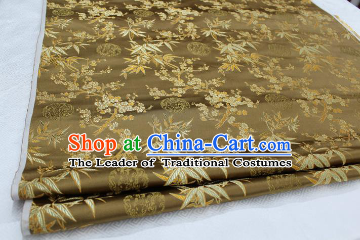 Chinese Traditional Ancient Costume Royal Palace Bamboo Pattern Tang Suit Bronze Brocade Cheongsam Satin Fabric Hanfu Material