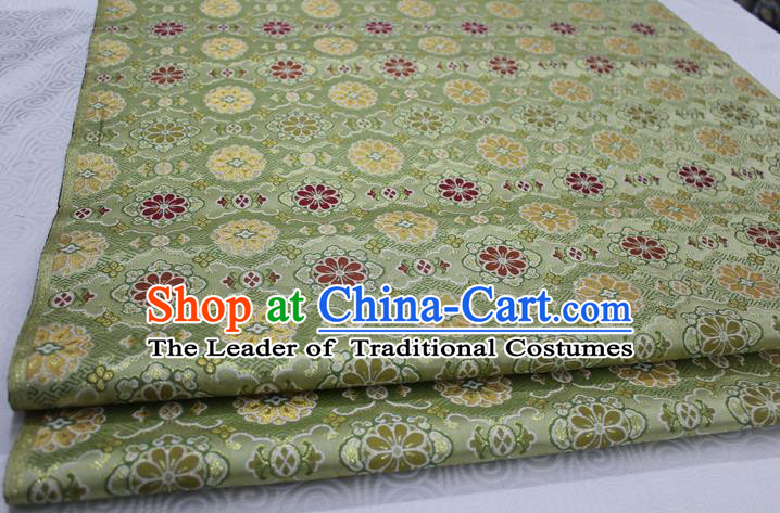 Chinese Traditional Ancient Costume Royal Palace Pattern Mongolian Robe Green Brocade Tibetan Robe Satin Fabric Hanfu Material