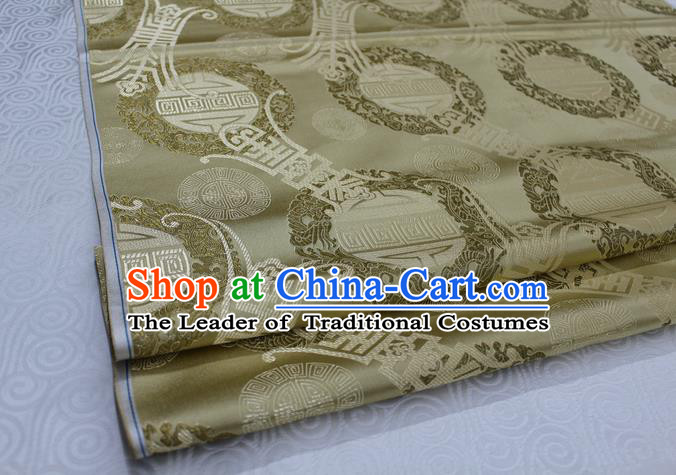 Chinese Traditional Mongolian Robe Clothing Palace Pattern Tang Suit Yellow Brocade Ancient Costume Satin Fabric Hanfu Material