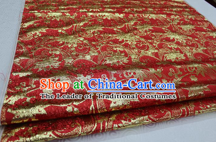 Chinese Traditional Wedding Clothing Palace Pattern Tang Suit Xiuhe Suit Red Brocade Ancient Costume Satin Fabric Hanfu Material