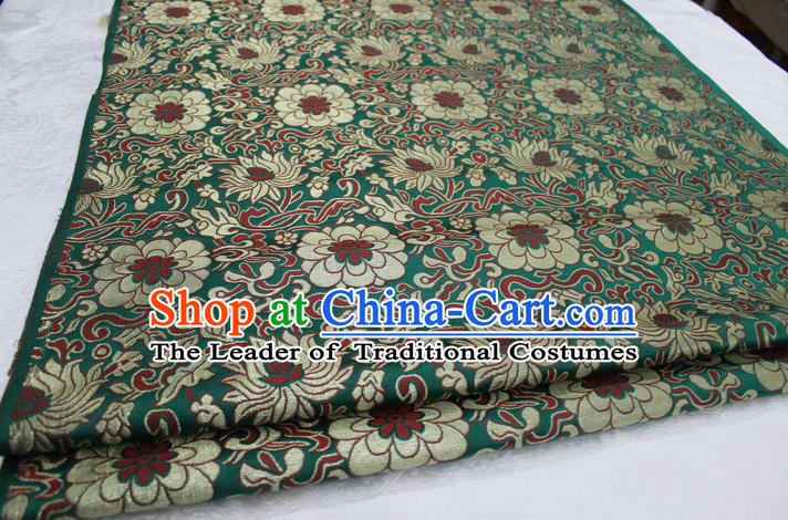 Chinese Traditional Ancient Wedding Costume Green Nanjing Brocade Palace Lotus Pattern Xiuhe Suit Satin Fabric Hanfu Material