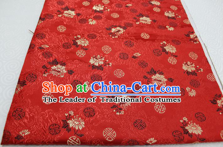 Chinese Traditional Ancient Costume Royal Palace Chrysanthemum Pattern Tang Suit Cheongsam Red Brocade Satin Fabric Hanfu Material