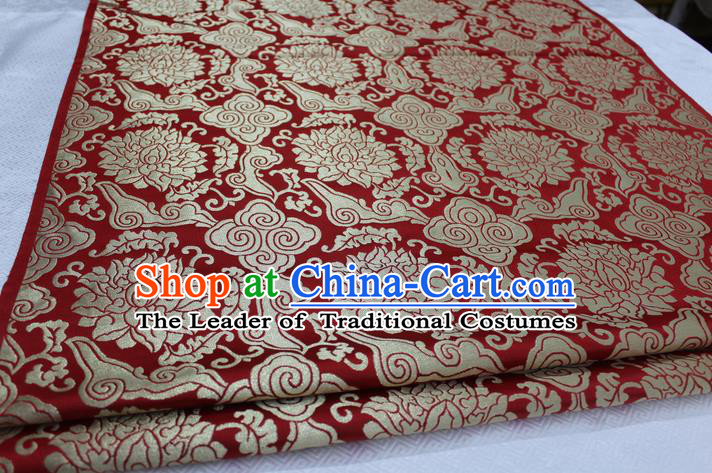 Chinese Traditional Clothing Palace Phoenix Pattern Cheongsam Red Nanjing Brocade Ancient Costume Mongolian Robe Satin Fabric Hanfu Material