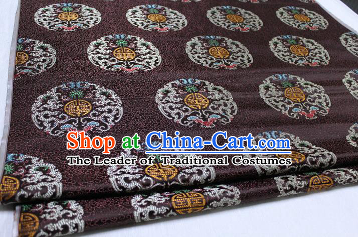 Chinese Traditional Clothing Palace Pattern Tang Suit Brown Brocade Ancient Costume Mongolian Robe Satin Fabric Hanfu Material
