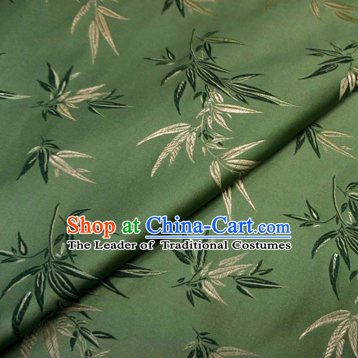 Chinese Traditional Clothing Palace Bamboo Pattern Tang Suit Green Brocade Ancient Costume Cheongsam Satin Fabric Hanfu Material