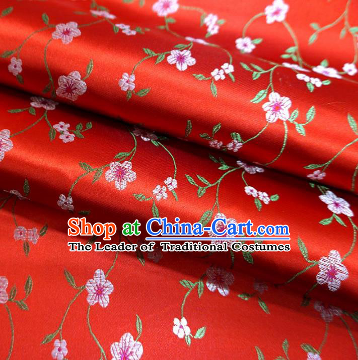 Chinese Traditional Clothing Royal Court Wintersweet Pattern Tang Suit Red Brocade Ancient Costume Cheongsam Satin Fabric Hanfu Material